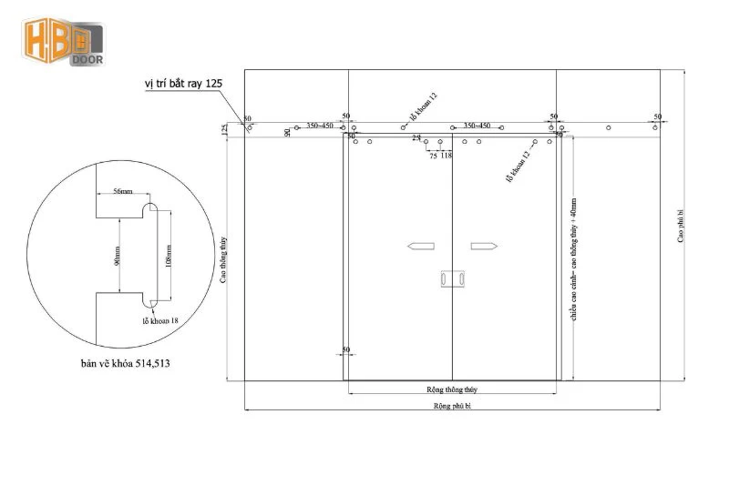 bản vẽ cửa lùa