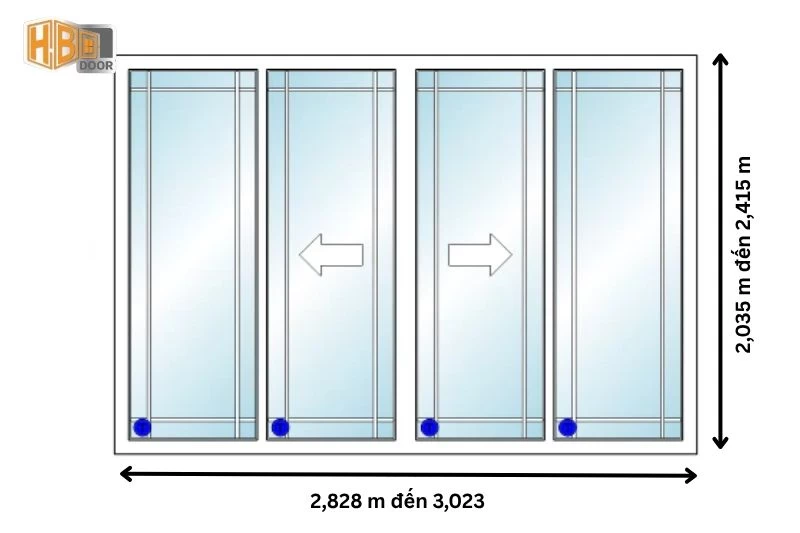 cửa đi lùa 4 cánh xingfa