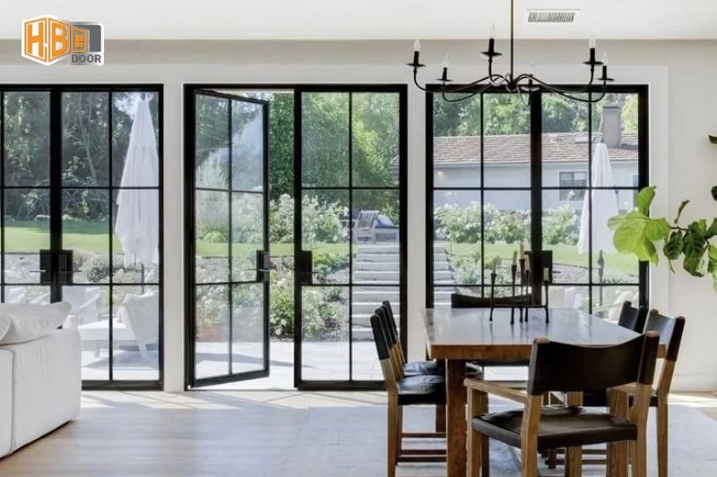 cửa nhôm thuỷ lực 2 cánh