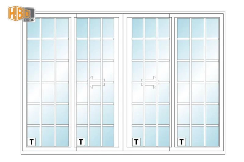 cửa trượt quay 4 cánh nhôm xingfa