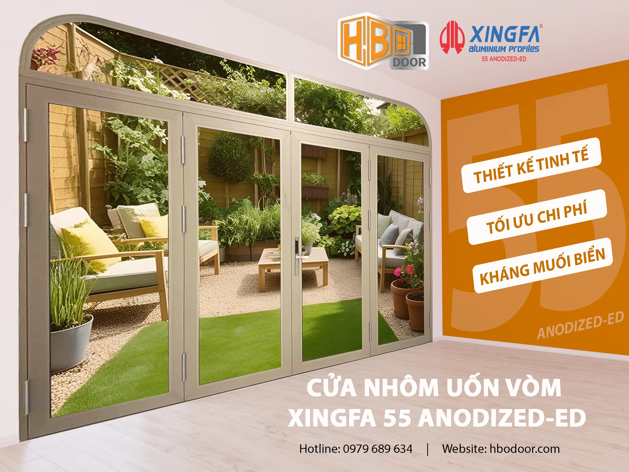 Cửa nhôm Xingfa hệ 55 Anodized - ED